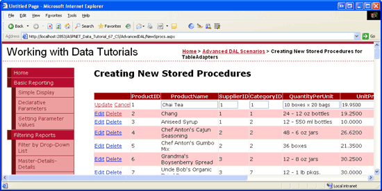 在ASP.NET 2.0中操作数据之六十五：在TableAdapters中创建新的存储过程