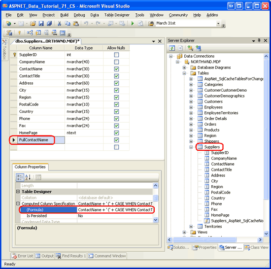 在ASP.NET 2.0中操作数据之六十九：处理Computed Columns列