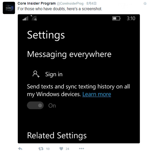 Win10红石2预览版再曝：Messaging Everywhere回归