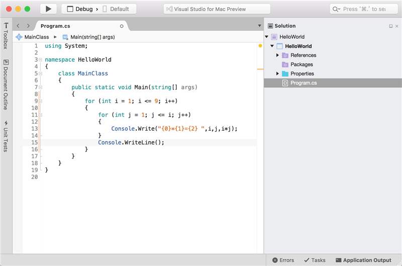 Microsoft Visual Studio 2017 for Mac Preview安装使用案例分享