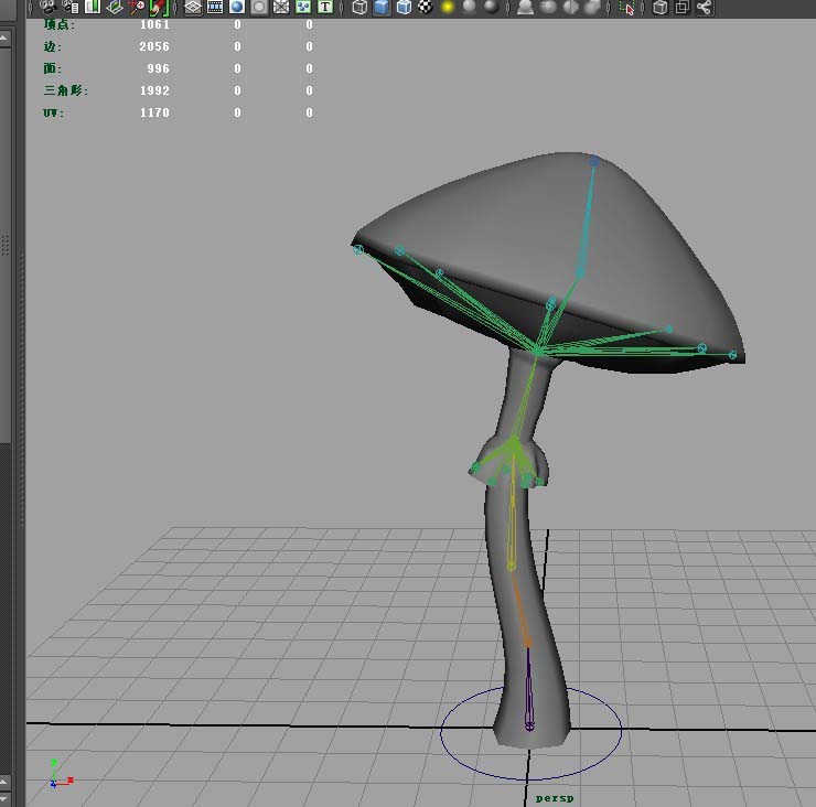 maya怎么为蘑菇刷权重?