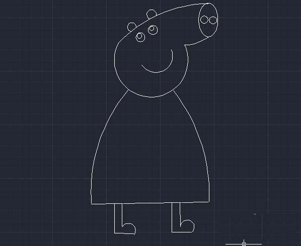 cad怎么画简笔画效果的小猪佩奇?