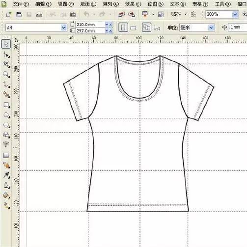 coreldraw详细解析女士短袖t恤的款式图画法教程