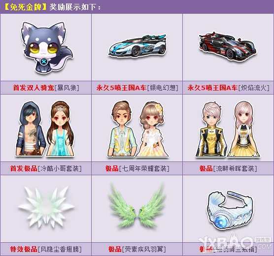 《QQ飞车》免死金牌霸气登场 首发双人骑宠暴风狼等你来抢!