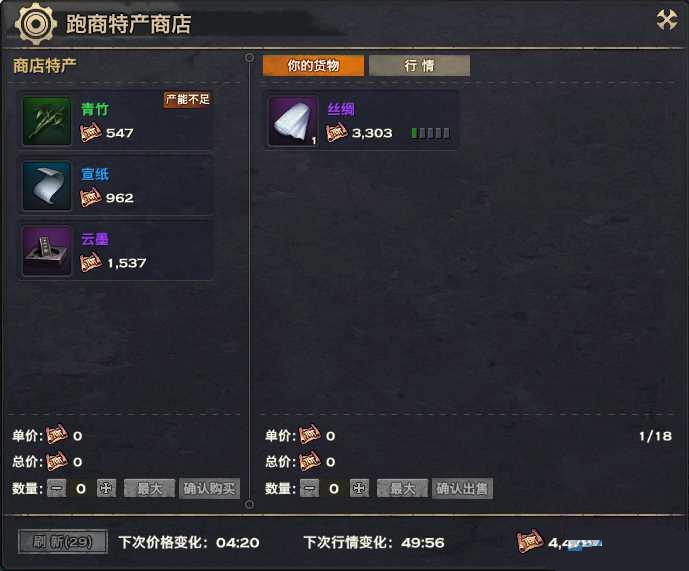 天谕跑商特产商人物品价格 特产商人物品价格表