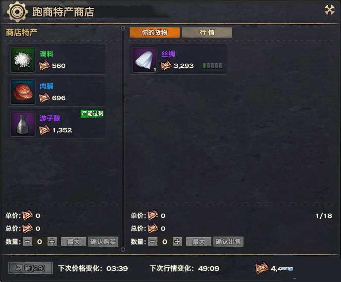 天谕跑商特产商人物品价格 特产商人物品价格表