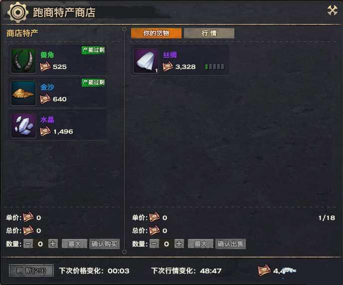 天谕跑商特产商人物品价格 特产商人物品价格表