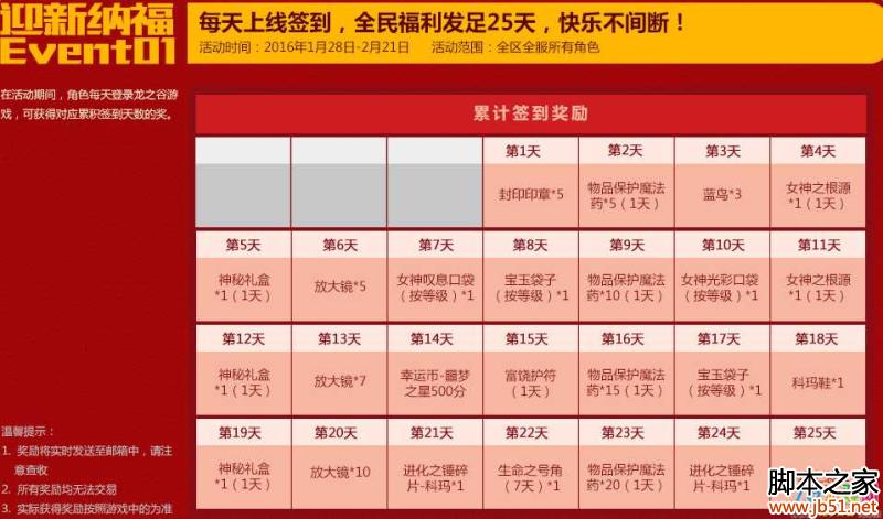 龙之谷2016春节活动汇总