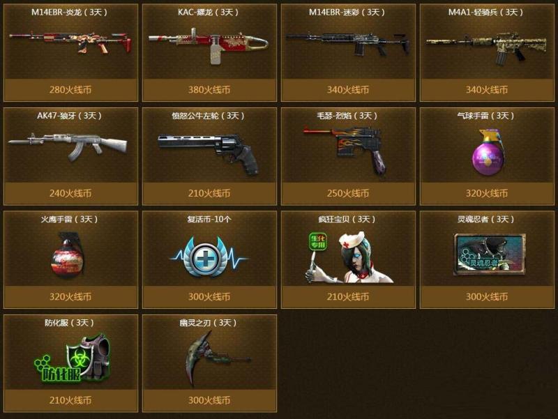 CF火线币怎么获得_CF火线币能兑换哪些武器