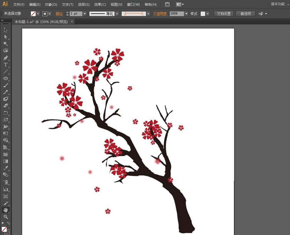 AI怎么画一个水墨效果的樱花树?