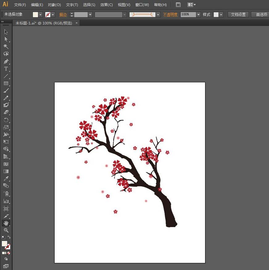 AI怎么画一个水墨效果的樱花树?_Illustrator教程_平面设计_脚本之家