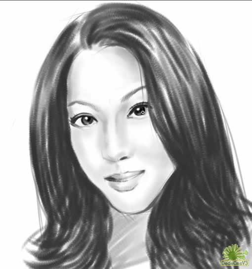 Painter手绘女孩头像<em>素描</em>_Painter<em>教程</em>_平面设