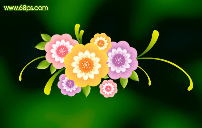 Photoshop 非常漂亮的卡通小花朵