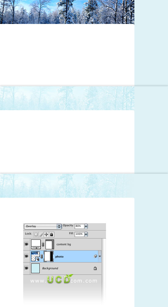 Photoshop 绘制冬季气息风格网站首页