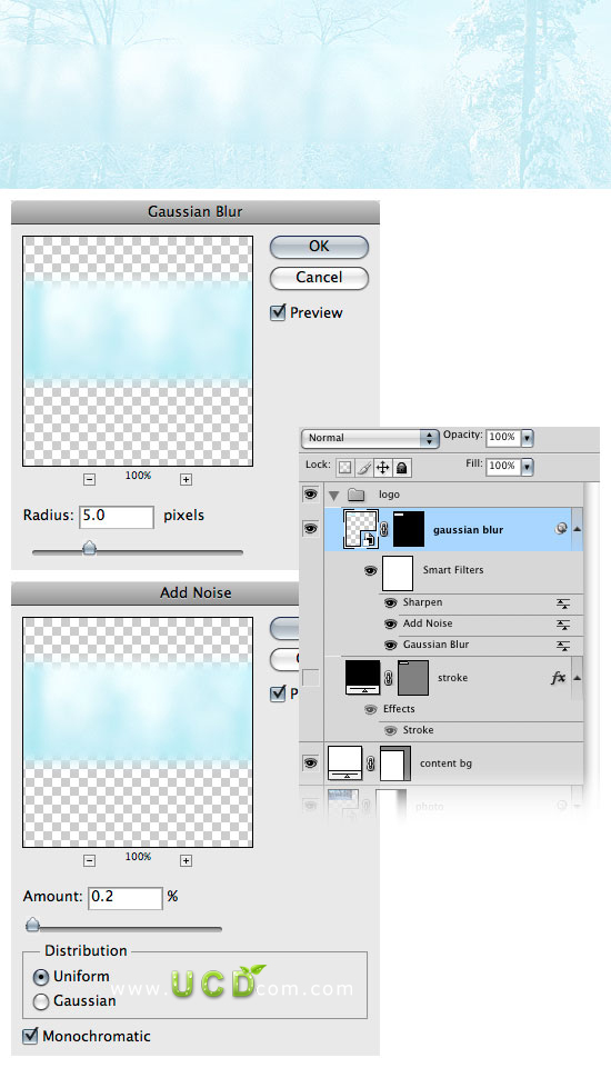Photoshop 绘制冬季气息风格网站首页