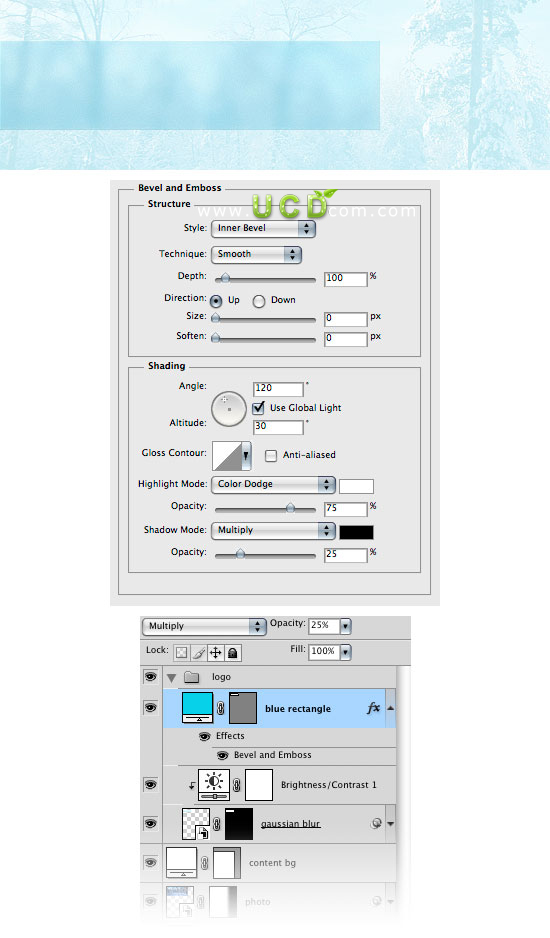 Photoshop 绘制冬季气息风格网站首页