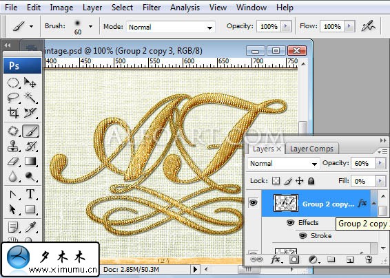 photoshop 创作一个古色古香的壁画