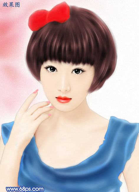 女图片转为甜美清纯的仿手绘效果(衣服<em>变色</em>)_