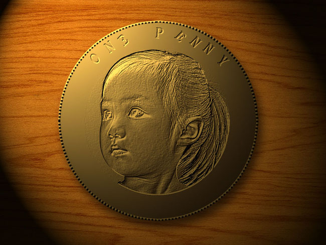 Photoshop将利用滤镜及图层样式制作出逼真的金色硬币效果