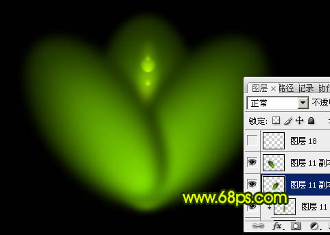 Photoshop制作出奇幻有层次感的绿色荧光花朵