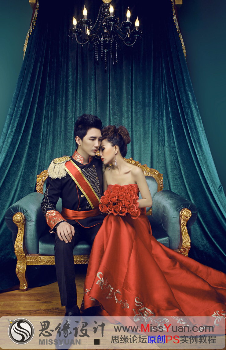 将室内婚纱照调制出高贵典雅的欧式油画风格