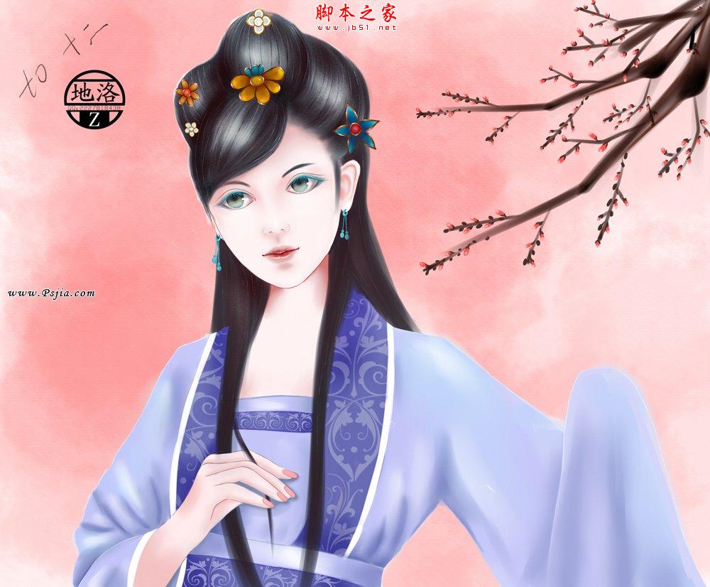 photosho将古装效果照片转为漂亮手绘人物筷子初中腿女生图片