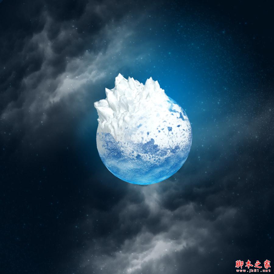 Photoshop使用3D工具制作冰山立体星球