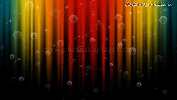 Photoshop打造出舞台的梦幻迷离彩虹背景