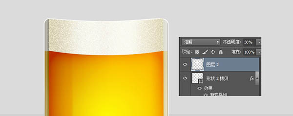 Photoshop制作一杯溢出泡沫的啤酒杯