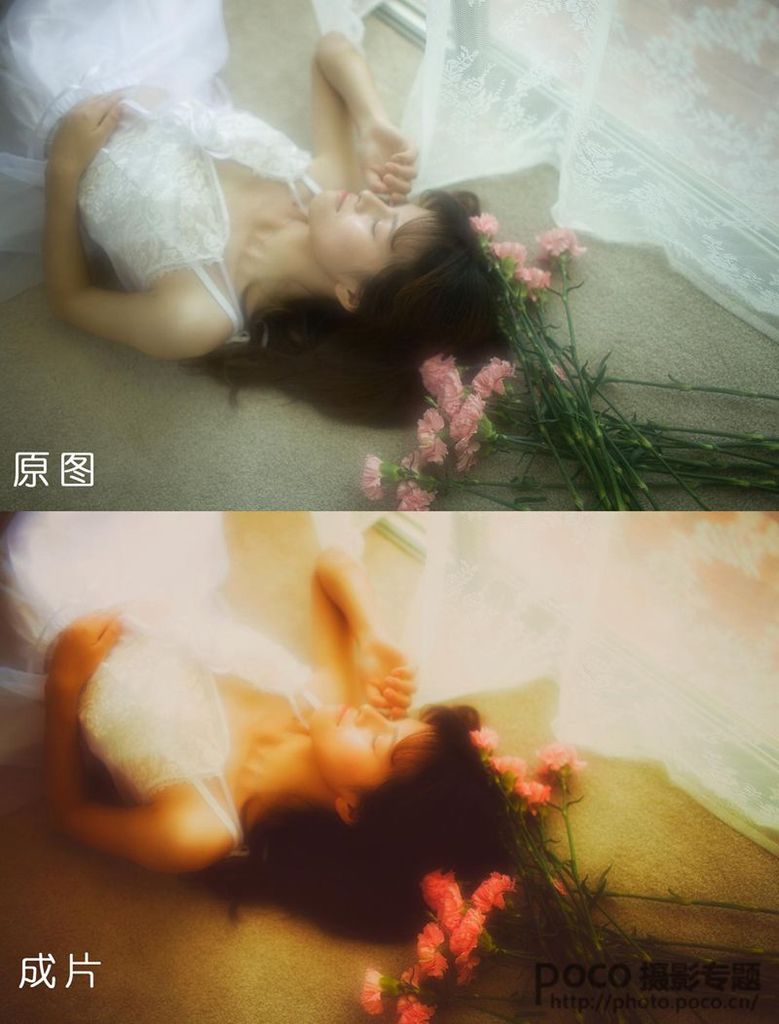 PS将偏暗发黄的图片调出梦幻少女系调色