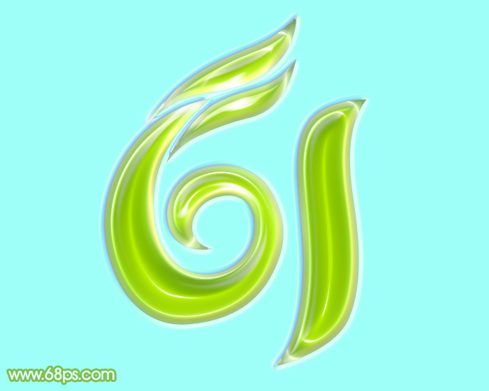 Photoshop制作光滑的六一绿色水晶字实例教程