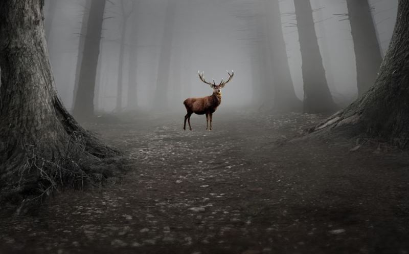 ps创意合成魔幻迷雾森林中精灵鹿王的特效图片教程