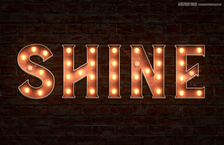 ps怎么做灯泡字?ps制作3d复古风格的灯泡发光