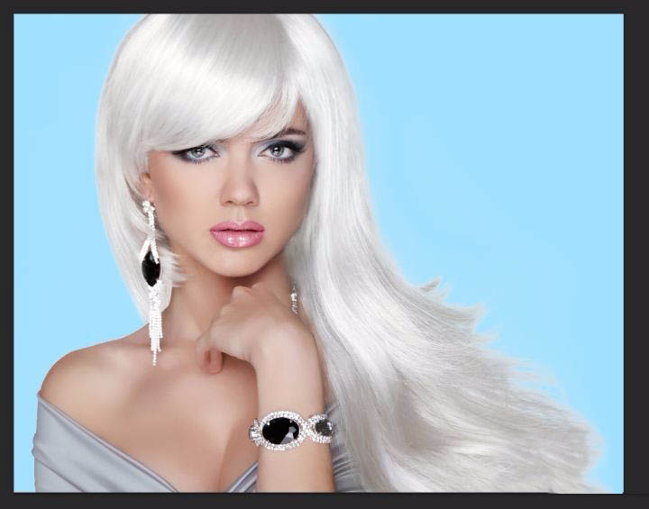 Photoshop通道抠图完美抠出灰白色头发的美女