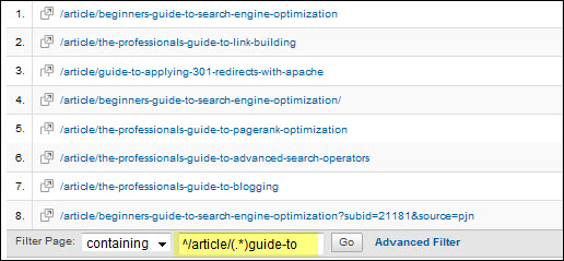 regex 5个你应该掌握的Google Analytics使用窍门 