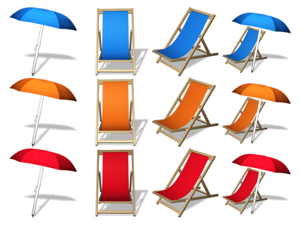 太阳伞与沙滩椅图标png _网页常用_图标素材_网页素材