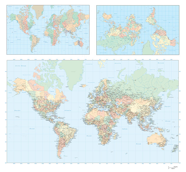 3张世界地图平面图矢量素材