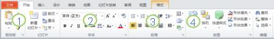 PowerPoint 2010 功能区中的“开始”选项卡