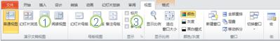 PowerPoint 2010 功能区中的“视图”选项卡。