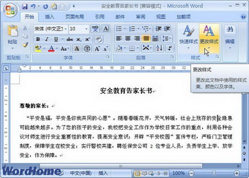 在Word2007使用样式集格式化文档_word20