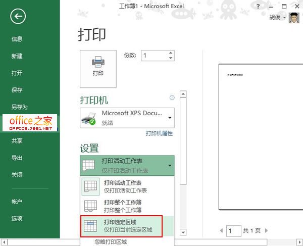 Excel2013表格中如何只打印选中的区域不想打