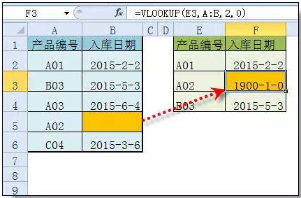 用VLOOKUP函数根据编号查找日期结果却显示
