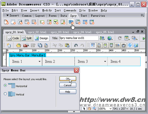 Dreamweaver CS3集成Spry效果图文教程