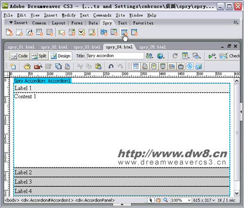 Dreamweaver CS3集成Spry效果图文教程