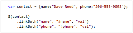 jQuery Data Linking 对象与对象之间属性的关联