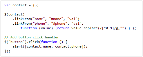 jQuery Data Linking 对象与对象之间属性的关联