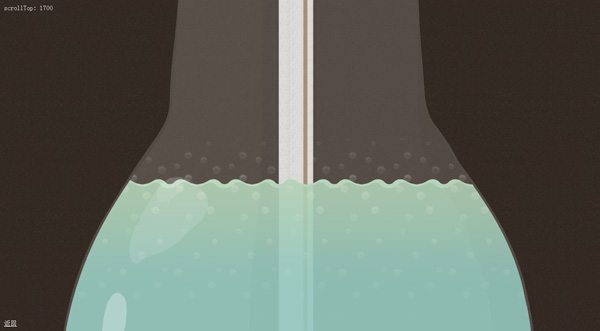 jQuery+CSS 实现随滚动条增减的汽水瓶中的液体效果