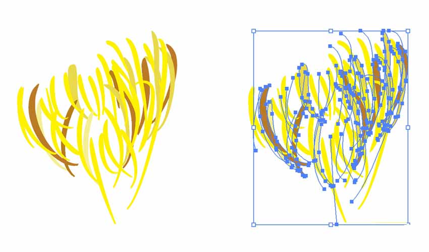 AI利用网格工具绘制矢量国画牡丹花