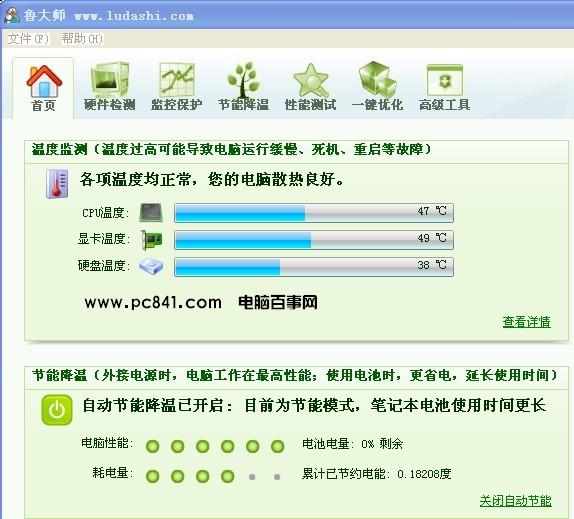 陆主要的计算器的硬件温度检测图