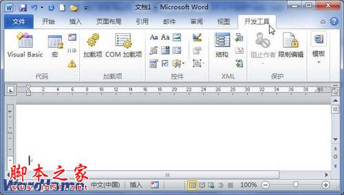 怎样在Word2010文档窗口显示开发工具选项